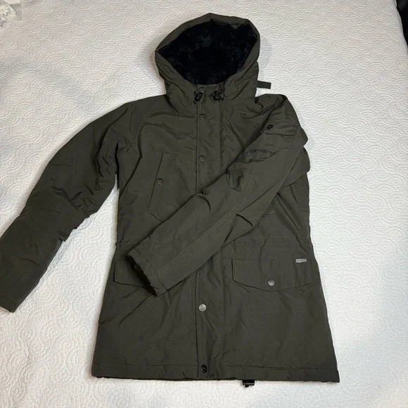 Carhartt Olive Green Hooded Puffer Coat - Picture 16 of 16